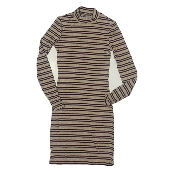 American Apparel Purple Stripe Mock Neck Medium Dress - Picture 2 of 2